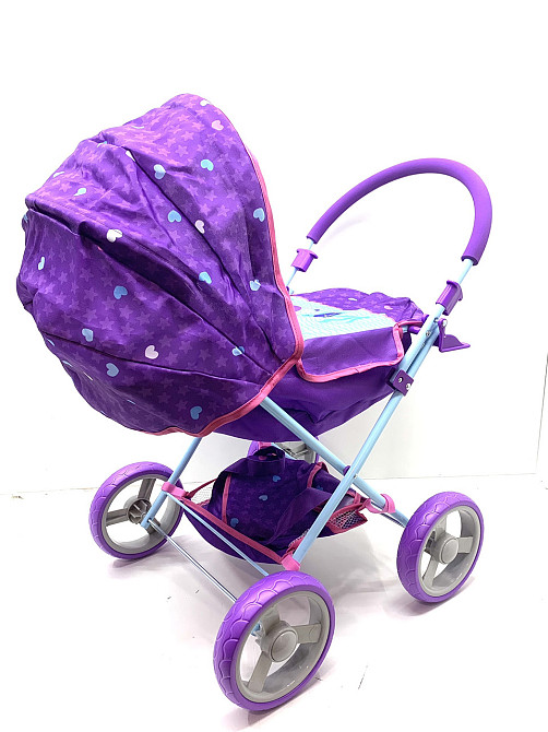 Коляска для ляльки FiVEoNiNE 38 х 56 х 65 см з сумкою та кошиком Фіолетова (T725028) Чернігів - фото 2