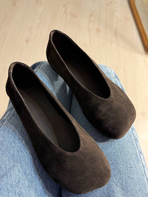 Балетки жіночі Zemira 23-0582 замшеві квадратний носок коричневі, 37, 24 см Київ - фото 4