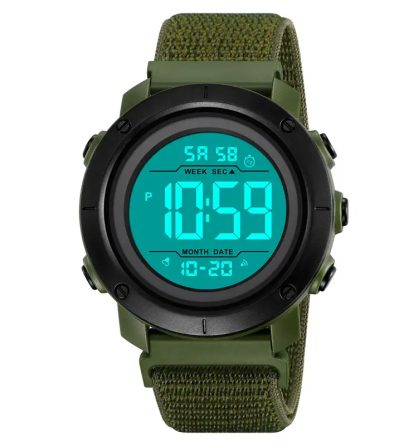 Мужские наручные часы Skmei 2497 с нейлоновым ремешком (Зеленый с белым) Киев