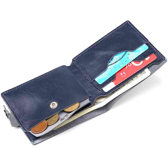 Шкіряне компактне портмоне Синій (SHVIGEL) Київ