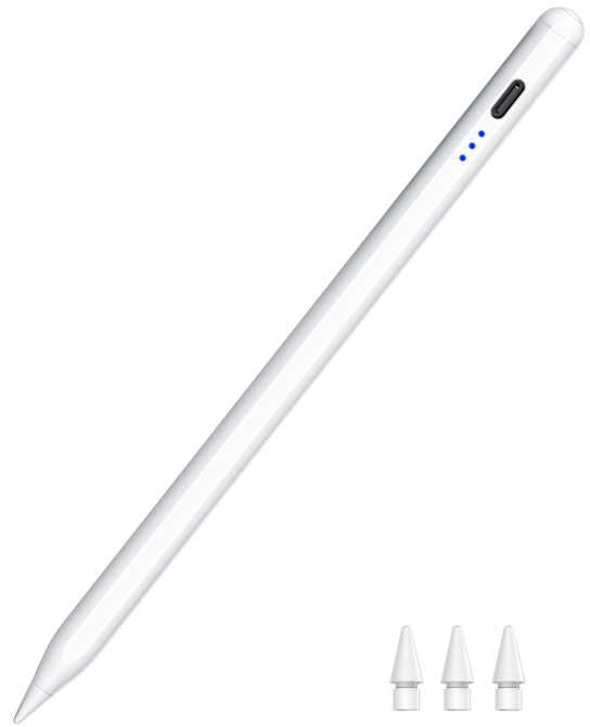Стилус HATOKU ID732 для iPad 2018–2025, Palm Rejection, Tilt, магнітний, USB-C, зарядка 15 хв, білий Київ - фото 3