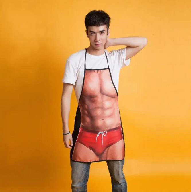 Фартук мужской с приколом с торсом 73 на 57 см разноцветный Киев - изображение 7