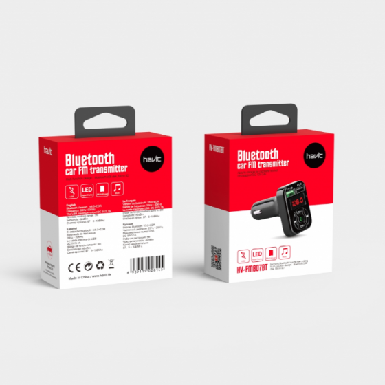 FM-модулятор Bluetooth V5.2 чорний Havit HV-FM807BT Житомир