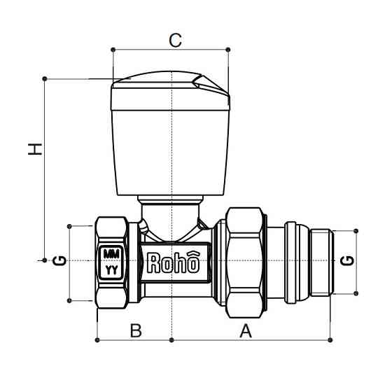 Кран радіаторний Roho R5561-050 - 1/2" прямий    ( RO0131 ) 29437 Харків