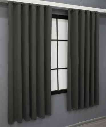 Комплект штор коротких VR-Textil Блэкаут Midnight № 1400ш 140х170 см 2 шт Темно-серый (35-0161) Киев