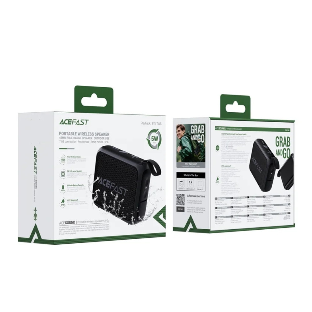 Портативна колонка ACEFAST K4 Go portable wireless speaker, 5W, IPX7, Black Одеса - фото 2