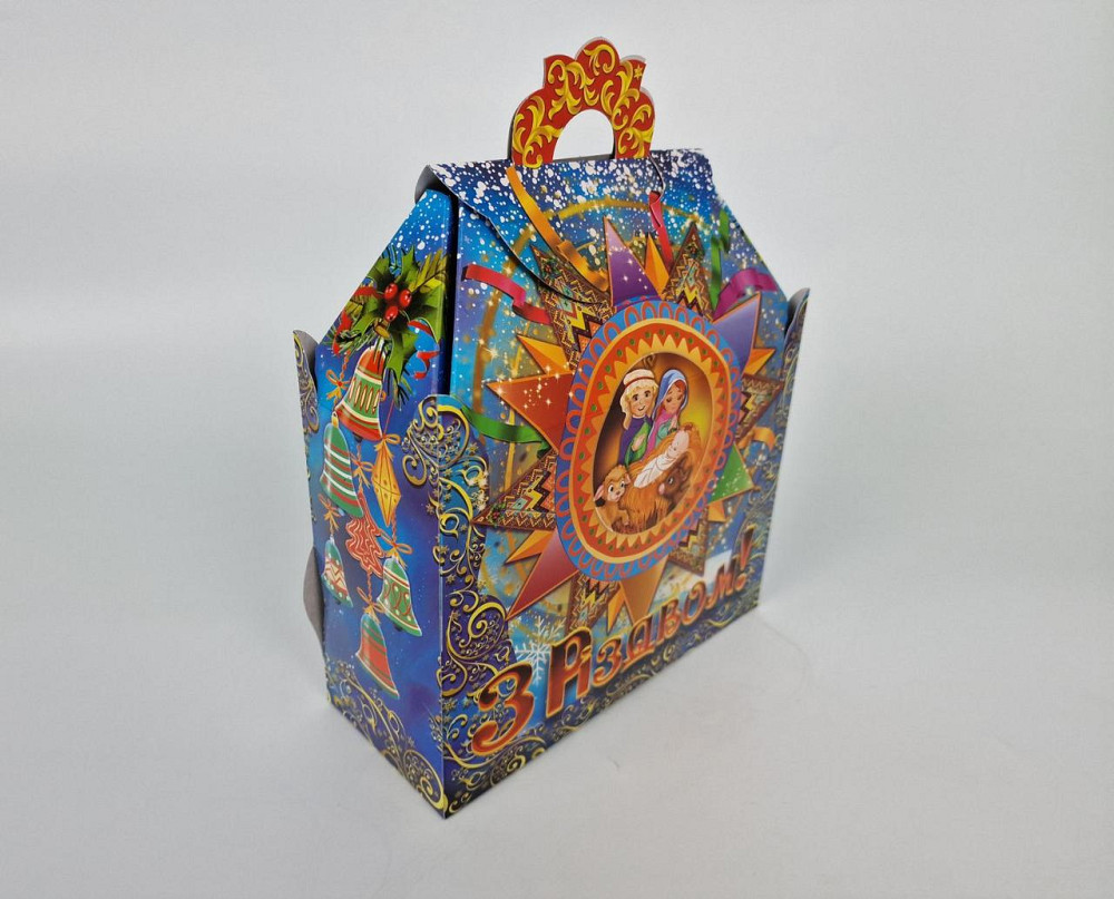 Новорічна подарункова картонна упаковка для цукерок (10000 грм-1200 грм) No201 "З Різдвом!" (1 шт.) Харків - фото 2