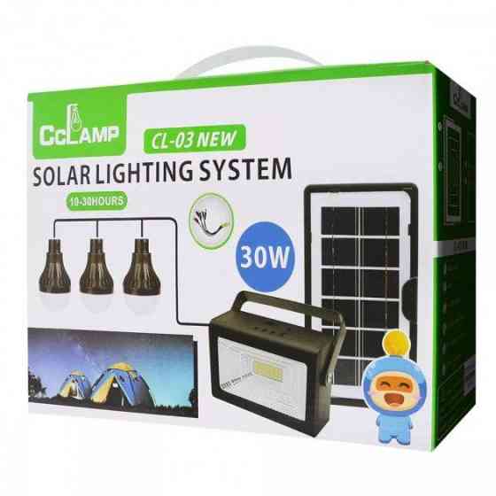 Комплект для освещения на солнечных батареях CClamp CL-03 30W + фонарь + лампы + Power Bank Винница