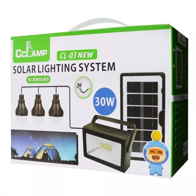 Комплект для освещения на солнечных батареях CClamp CL-03 30W + фонарь + лампы + Power Bank Винница - изображение 3