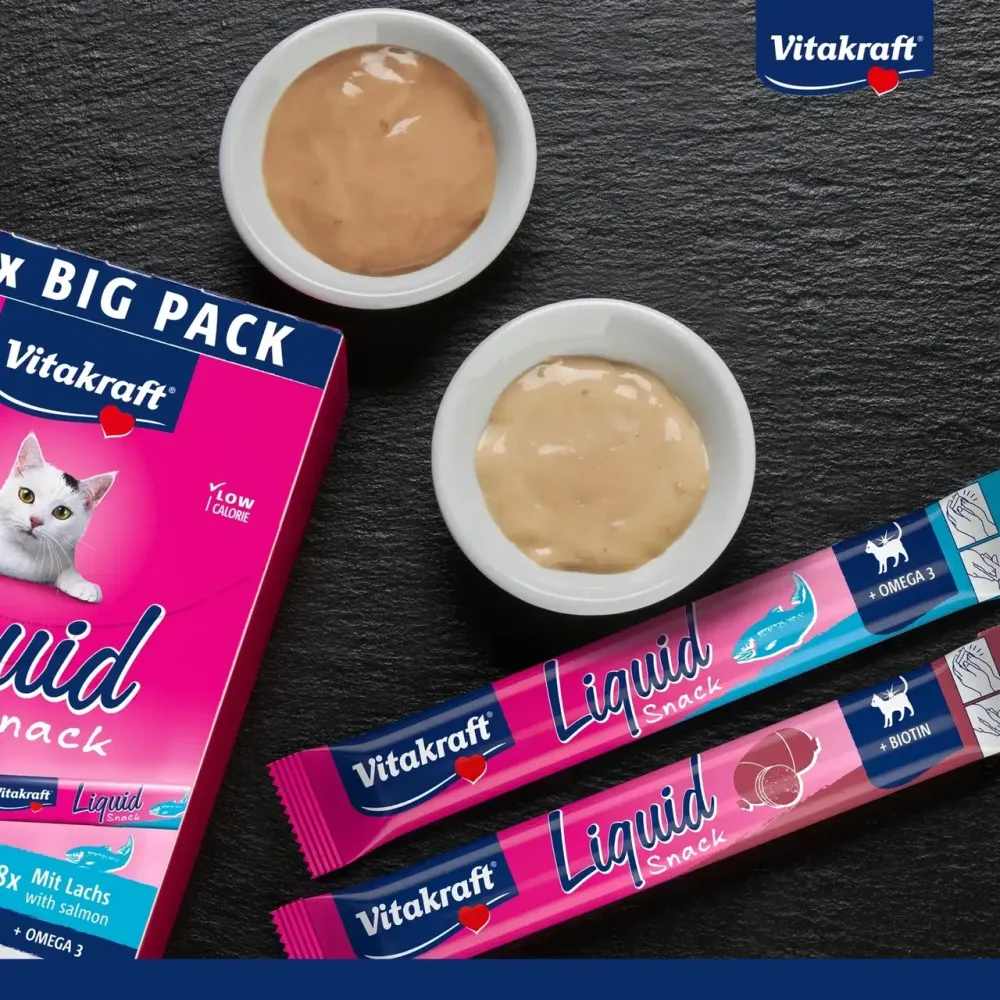 Ласощі для котів Вітакрафт Vitakraft Liquid Snack крем снеки зі смаком лосося та ліверної ковбаси (2 смаки) 16 шт х 15 г Вінниця - фото 4