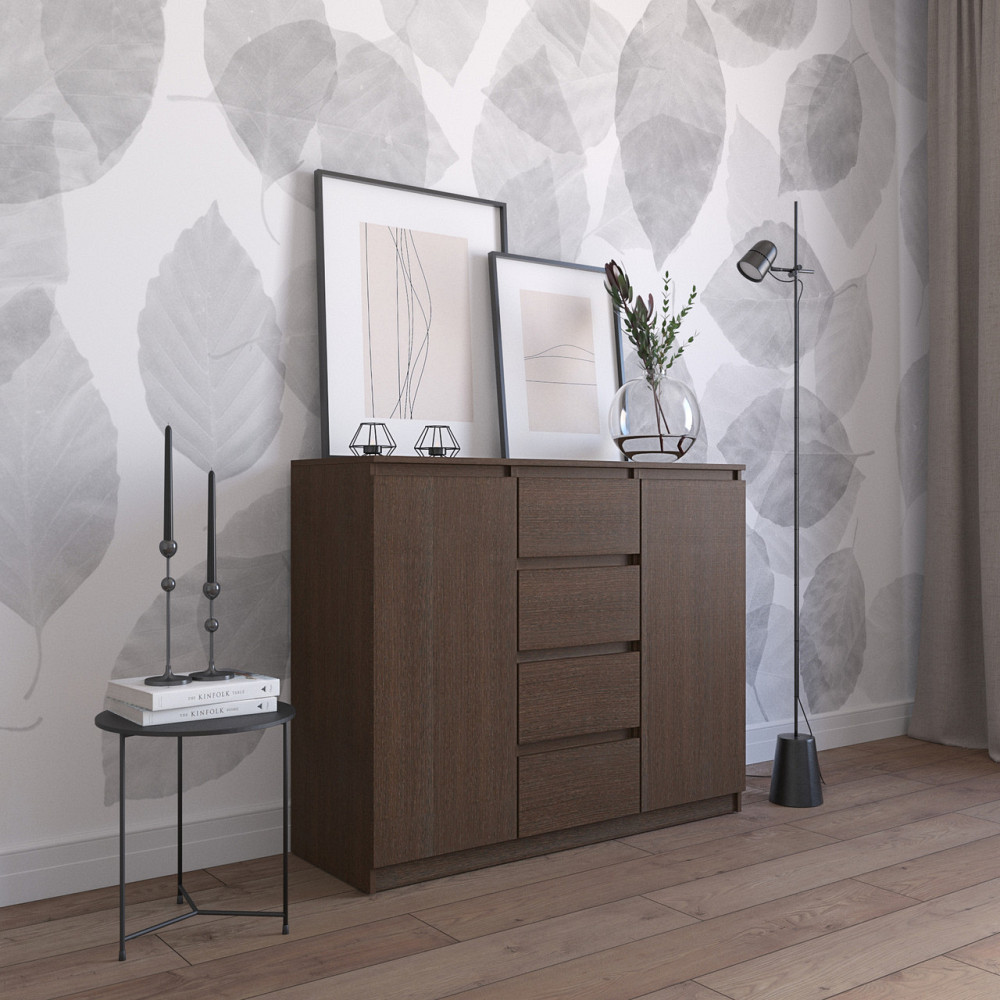 Комод VAYS R-11 Білий, 4 шухляди та 2 відділення з полицями, без ручок, ЛДСП, 120×40×98 см - для спальні, вітальні, передпокою Львів - фото 1