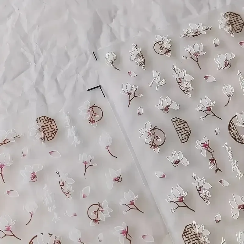 5D рельефные наклейки для ногтей с лотосом – объемный дизайн маникюра Киев - изображение 4