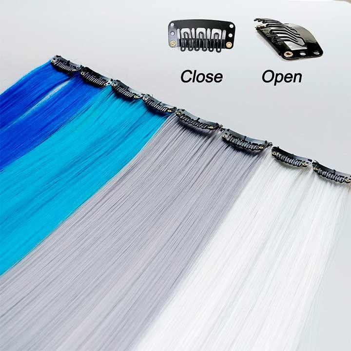 Цветная прядь волос на заколках 60 см серый Накладные волосы Винница - изображение 6