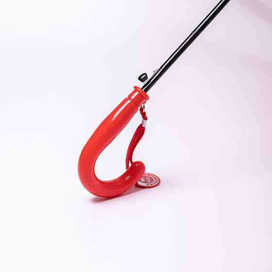 Класична дитяча парасолька-тростина напівавтомат з поліестеру 8 спиць діаметр 82 см Червона HP-23-9R Коломыя