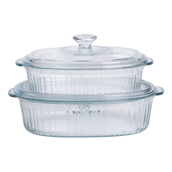 Формы для запекания набор 2 шт стеклянные с крышками овальные HP-34-27 Киев