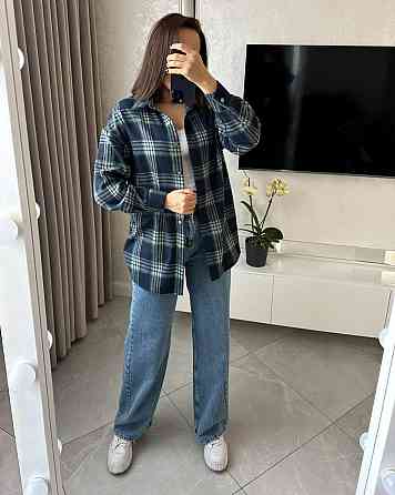 Жіноча повсякденна сорочка в клітинку на ґудзиках Синій, 42/46 Одеса