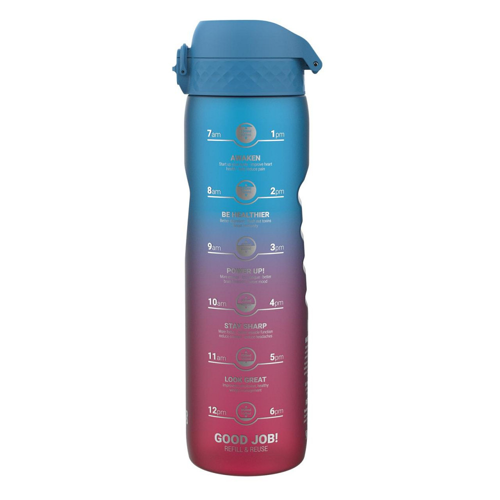 Пляшка для води ION8 1000 мл. BPA Free, Times To Drink, (ЕКО пляшка) BPA Free, Blue & Pink Кам'янське - фото 1