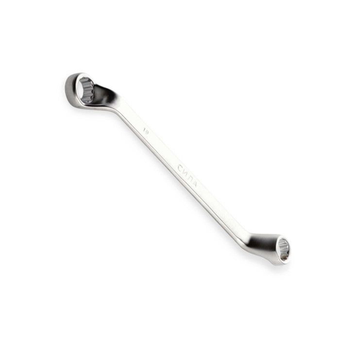 Ключ накидний вигнутий 17х19 мм CrV satine Сила Мукачево - фото 1