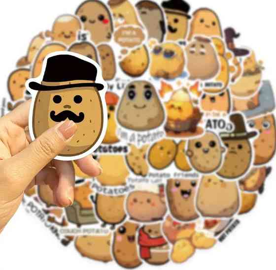 Наклейки "Картопля". Стікери "Potato". Водонепроникні мемні наклейки для пляшки води, комп'ютера, 50 Київ