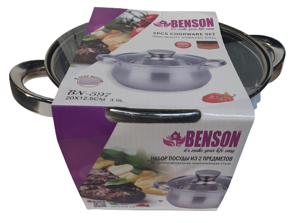 Каструля з кришкою-Нерж.сталь 3.9 л, 20*12,5 см BN-597 (6 шт./ясть) Одеса - фото 1
