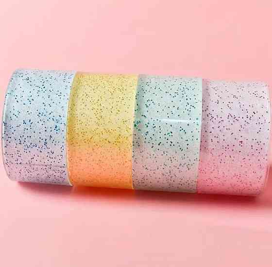 Набір двосторонніх нано стрічок Bubble Kit (4 рулони різнокольорові)  з блискітками для видування бульбашок, нано скотч. Київ