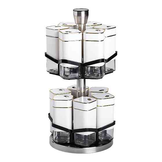 Набір для спецій на підставці 12 шт. 120 мл карусель для спецій Білий HP-1315 Київ