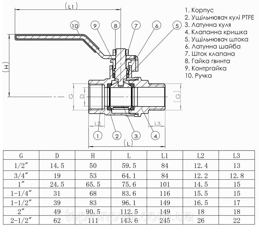 Кран кульовий прямий SOLOMON 1/2" НВ КР PN40 B1002 Чернівці - фото 3