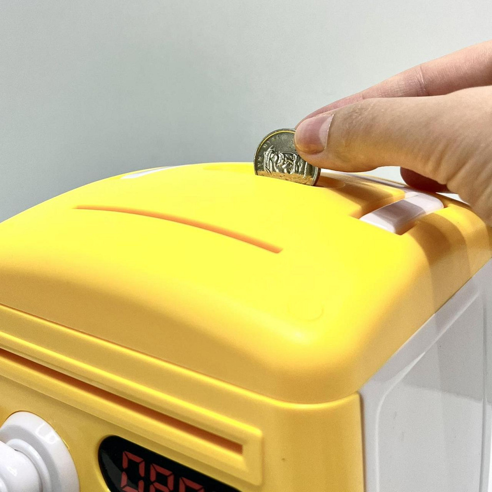 Сейф-скарбничка дитяча зі сканером відбитка пальця та кодовим замком затягує купюри звук підсвічування Жовтий (MK 5411) Чернігів - фото 6