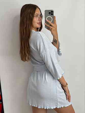 Домашний халат из трикотажа бамбук Голубой XS/S Харьков