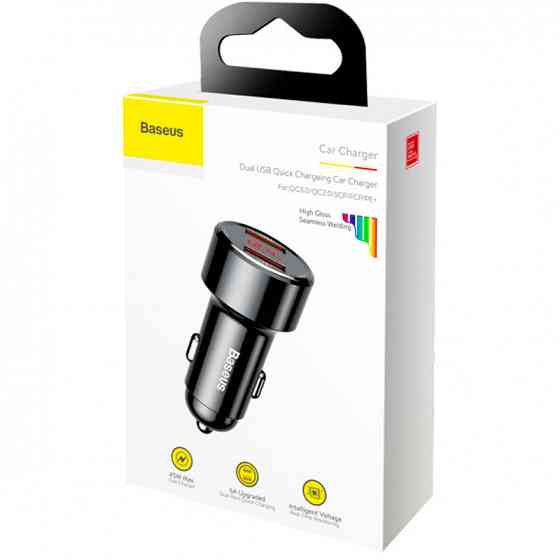 Автомобільний зарядний пристрій Baseus with Display 2USB (6A) (CCMLC20A-01) Black Ровно