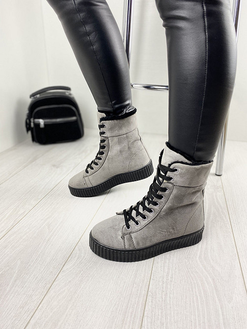 Черевики жіночі Bosida 16387-9 сірі (зима, еко-замш) (2523) лише 38р. 37 Коломыя - изображение 1