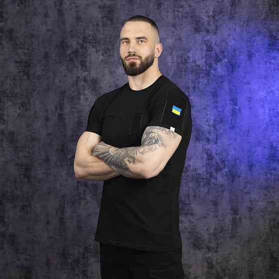 Футболка чоловіча однотонна чорна Pobedov Peremoga Військова Київ