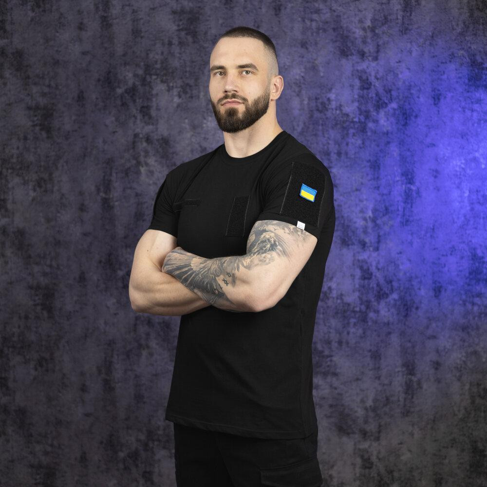 Футболка мужская однотонная чёрная Pobedov Peremoga Військова Киев - изображение 2
