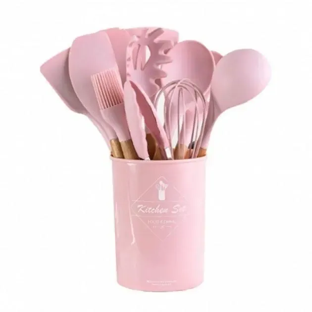 Digital Набор кухонных принадлежностей силиконовый Kitchen Set RB-2239 розовый (12 предметов) Киев - изображение 1