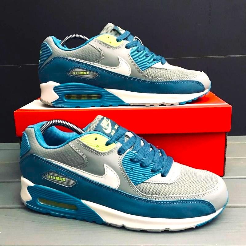 Мужские Серые Кроссовки Nike Air Max 90 Синие Найк (размеры: 42,43,44,45,46) Видео Обзор Днепр - изображение 9