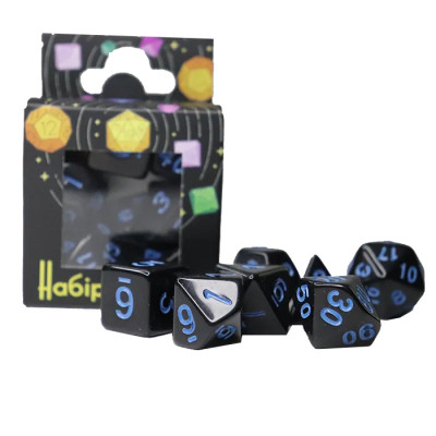 Набор кубиков для настольных игр Games 7 Days Opaque 7 Dice Set - Black (w-blue) (g7dopaq12) Винница - изображение 4