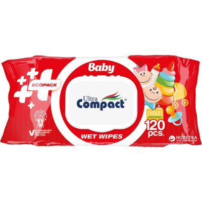 Дитячі вологі серветки Ultra Compact Ecopack з клапаном, 120 шт (8697420534738) Вінниця - фото 1