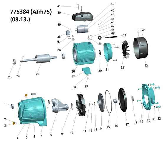 Насос центробежный самовсасывающий 0.75кВт Hmax 40м Qmax 85л/мин LEO 3.0 AJm75 (775384) Ровно