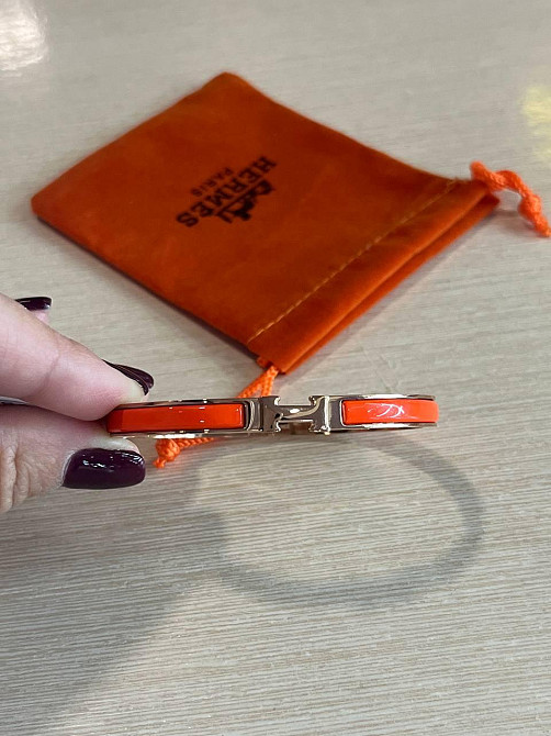 Браслет  Hermes / Эрмес оранжевый браслет эмаль, позолота Одесса - изображение 6