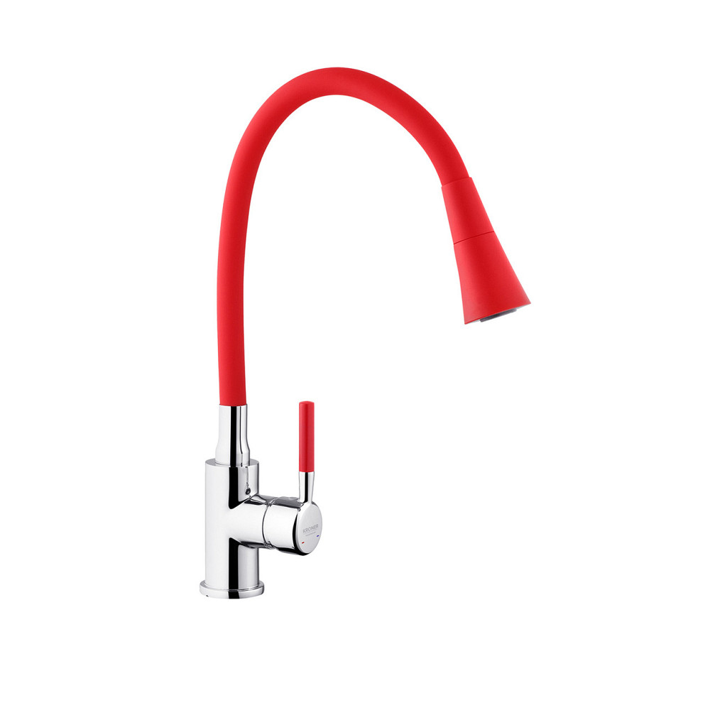 Смеситель для кухни с гибким изливом Kroner KRM Kuche - C132RED красный/хром Киев - изображение 1