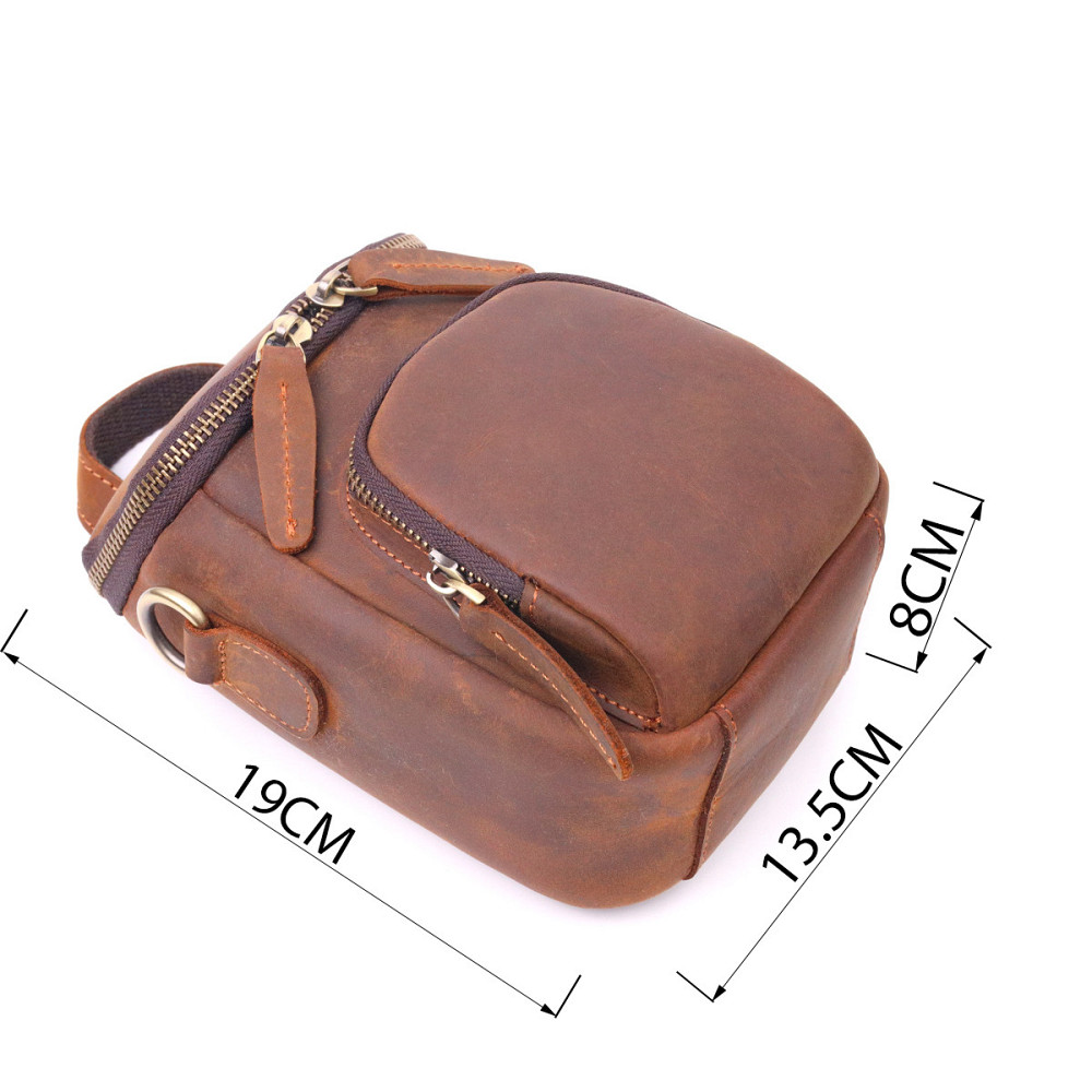 Компактна чоловіча сумка з натуральної вінтажної шкіри Коричнева (Vintage) Київ - фото 8