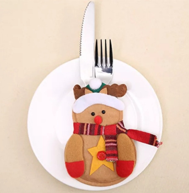 Новорічний чохол для столових приборів Ведмедик 10 на 13 см різнобарвний Київ - фото 1