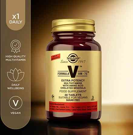 Мультивітаміни та хелатні мінерали Solgar Formula V, VM-75 90 таб Київ