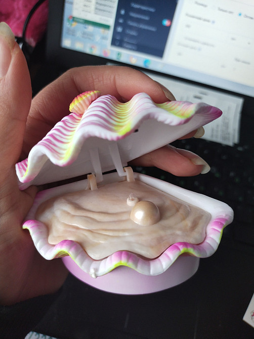 Декор в аквариум Ракушка с жемчугом 9 на 6 см разноцветный Киев - изображение 3