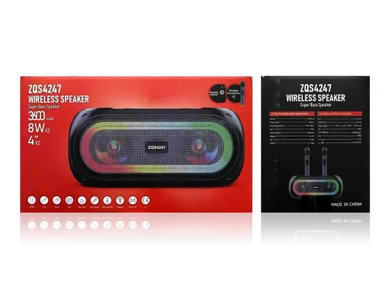 Колонка музична портативна Bluetooth ZQS4247, 30Вт, 2 динаміки, FM-радіо, LED підсвітка, 2 мікрофони Київ
