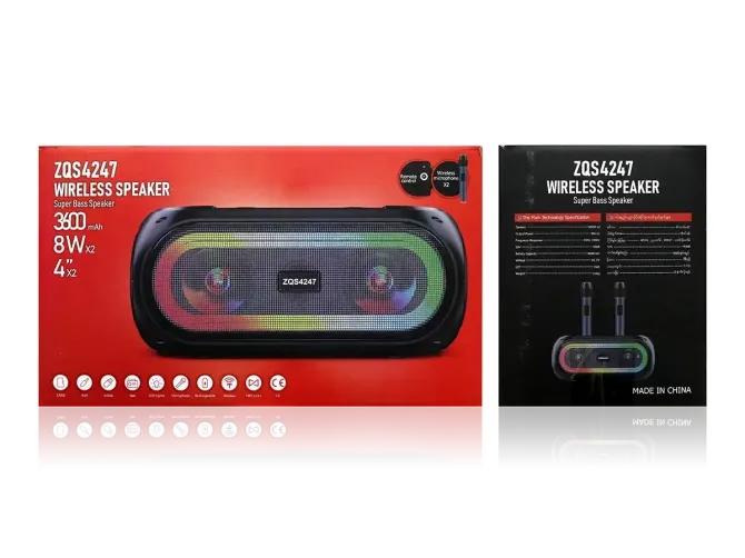 Колонка музична портативна Bluetooth ZQS4247, 30Вт, 2 динаміки, FM-радіо, LED підсвітка, 2 мікрофони Київ - фото 3