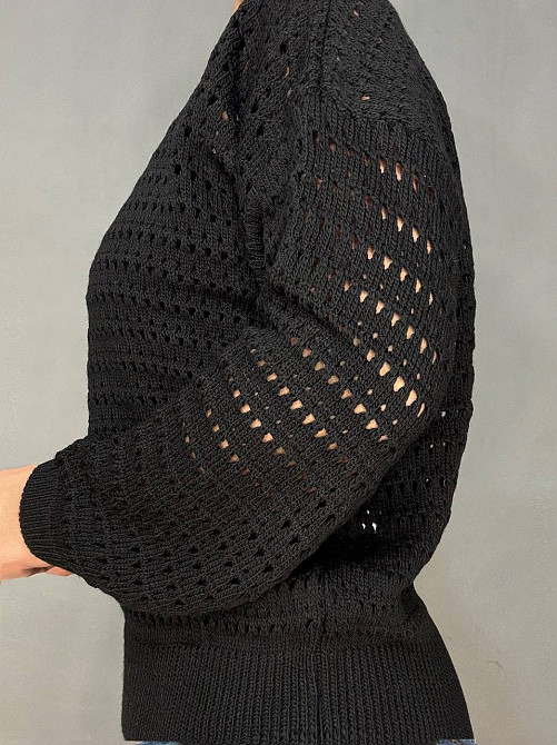 Свитер женский MIX RAY 6766 ажурная вязкая сетка прозрачный оверсайз, черный, one size Киев - изображение 14