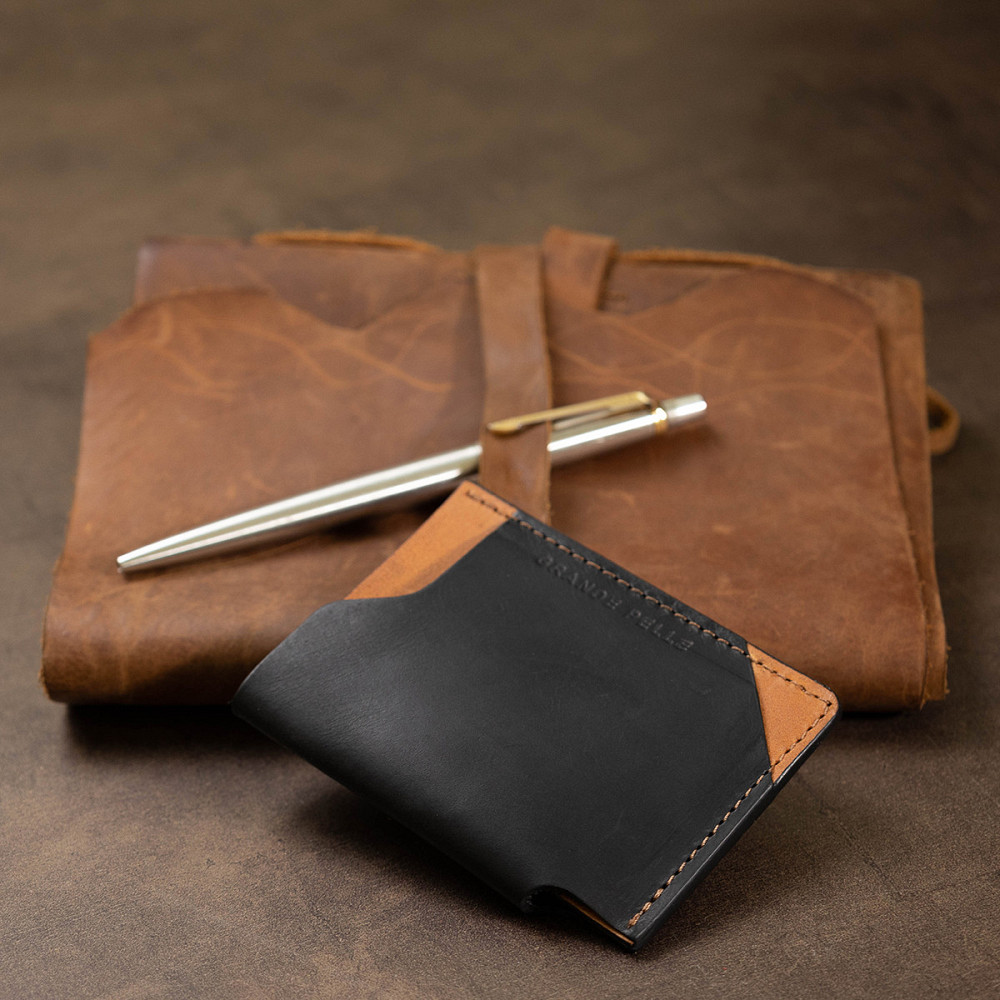 Шкіряний оригінальний картхолдер GRANDE PELLE 11398 Чорний Київ - фото 10