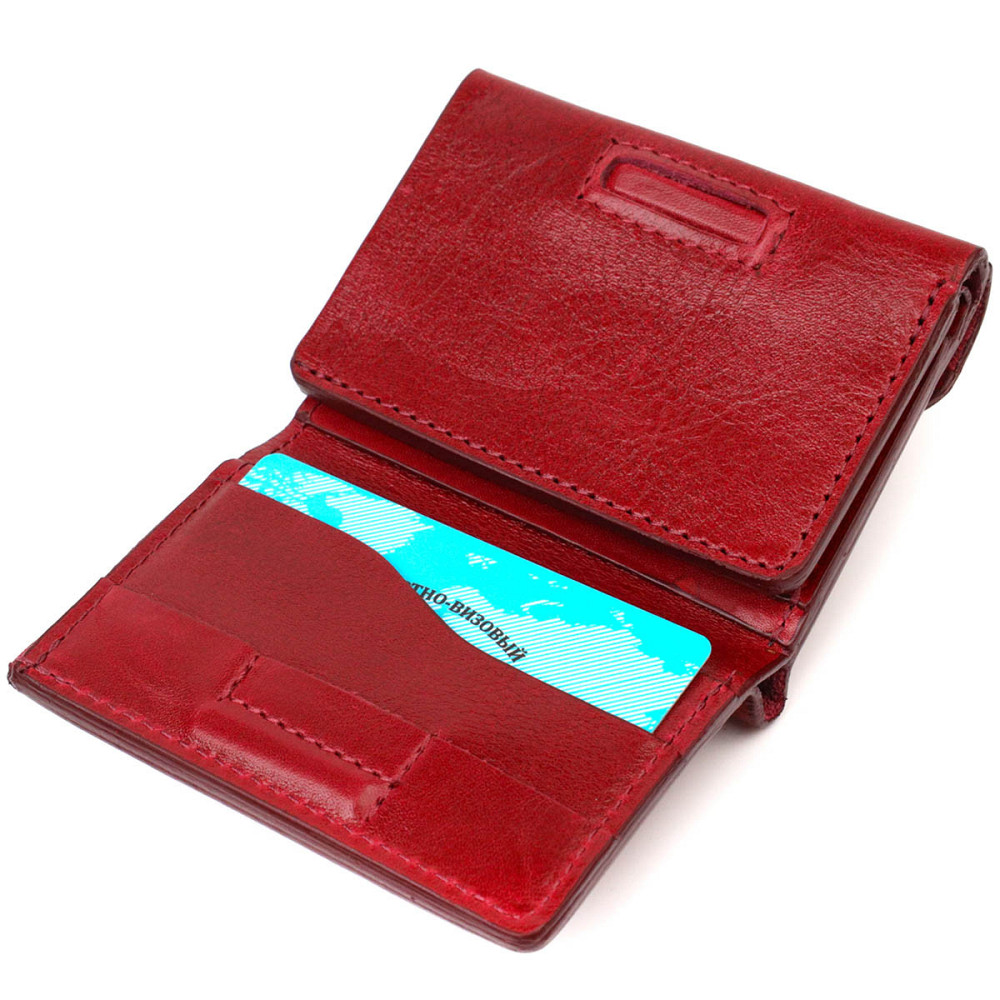 Компактное женское портмоне в три сложения GRANDE PELLE 16788 Бордовый Киев - изображение 3