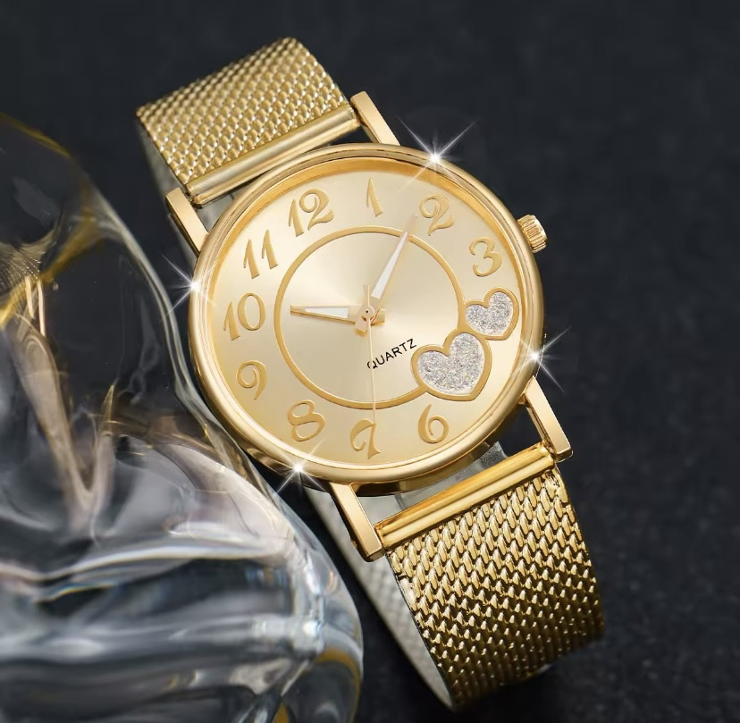 Подарунковий набір для жінок Метелик наручний годинник з браслетом кільцем намистом та сережками без подарункової коробки золотий Київ - фото 4